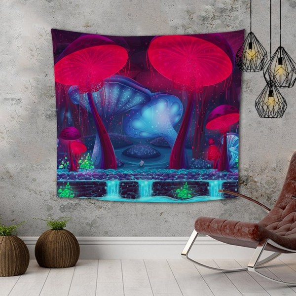 Wall Carpets Red Blue Mushrooms Wall Hanging Tapestry for Background Room