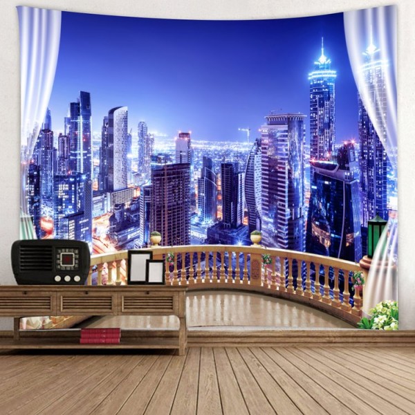 City Night Scene - Printed Tapestry