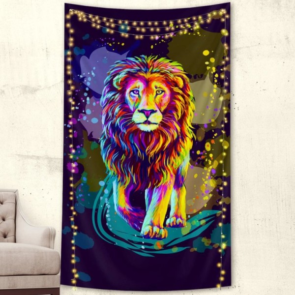 Colored Lion - Printed Tapestry