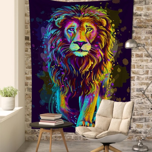 Colored Lion - Printed Tapestry