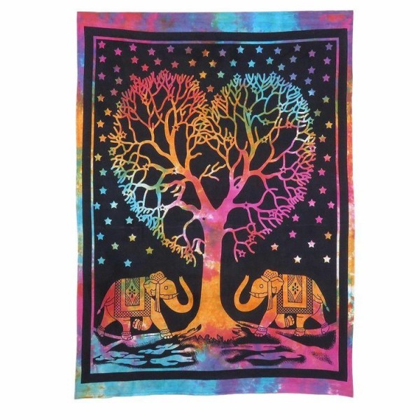 Tie dye Love heart tree - Printed Tapestry