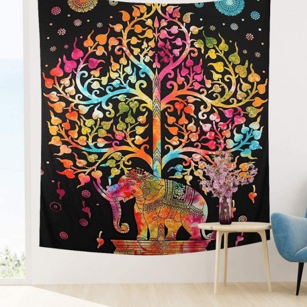 Tie dye elephant tree - Printed Tapestry