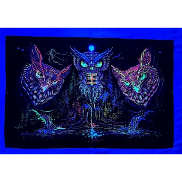 Psychedelic Owls - Printed Tapestry