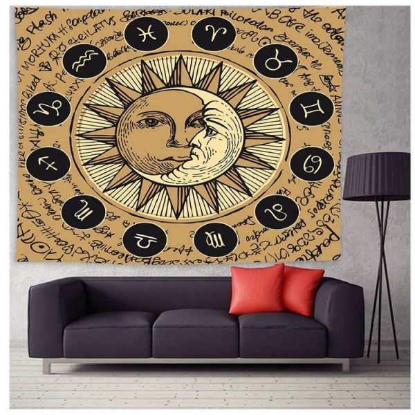 Sun And Crescent Moon - Printed Tapestry