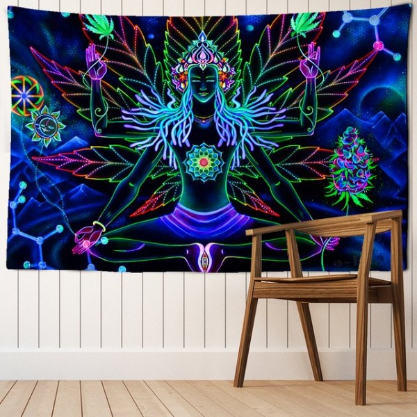 Psychedelic Mandala Meditator- Printed Tapestry